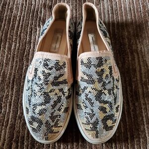 INC International Concepts Rhinestone Slip-On Sneakers - Black, Silver, Gold